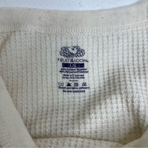 Fruit of the Loom Waffle Thermal Long Sleeve Cream Undershirt Top Men Size Large - Picture 3 of 6